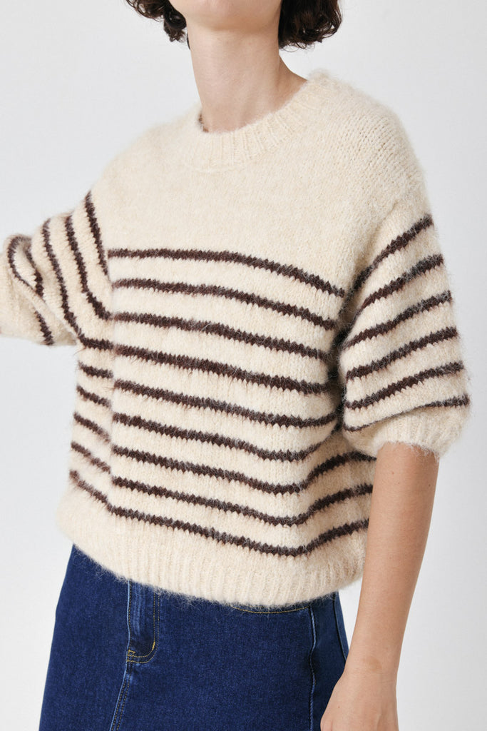 WOOL SWEATER - STRIPED ECRU