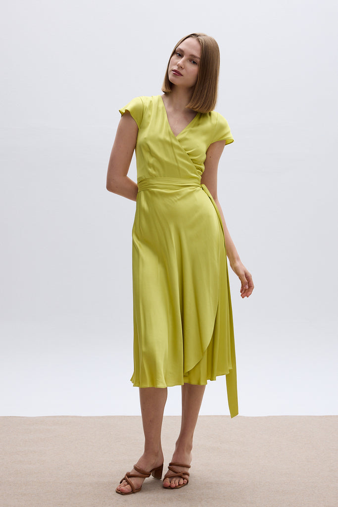 DORIS MIDI WRAPDRESS - LIME
