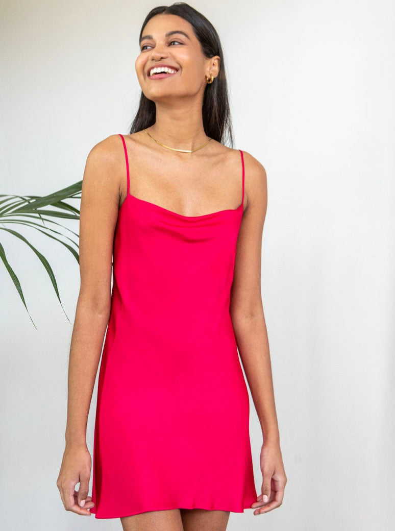 THE MINI SLIPDRESS - FUCHSIA ROSES ARE RED THE MINI SLIPDRESS - FUCHSIA ROSES ARE RED