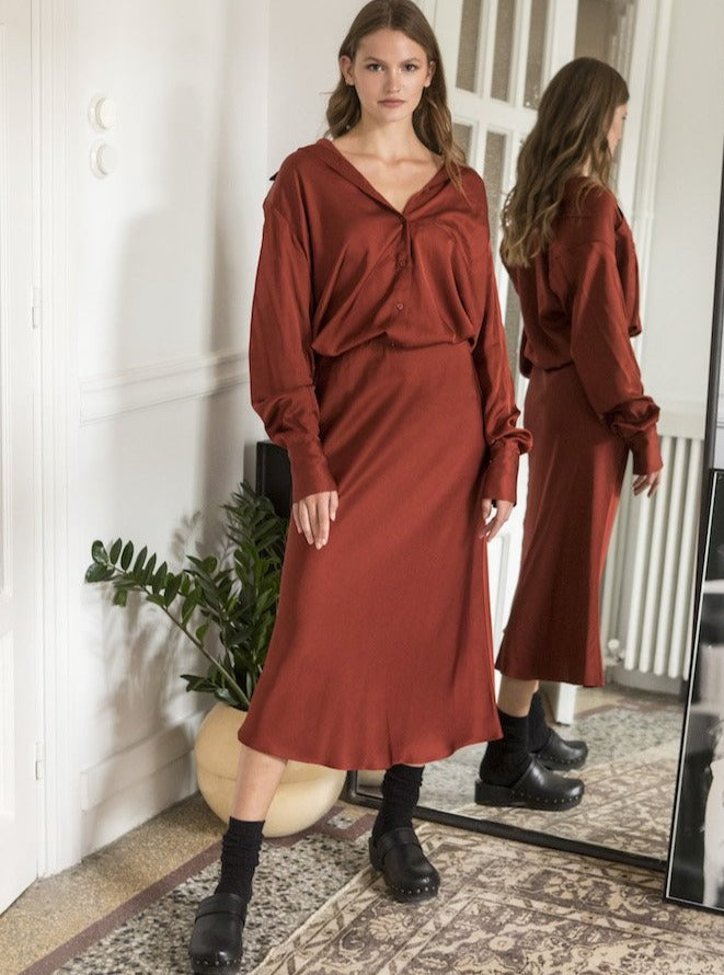 GEMMA SKIRT - WINE RED