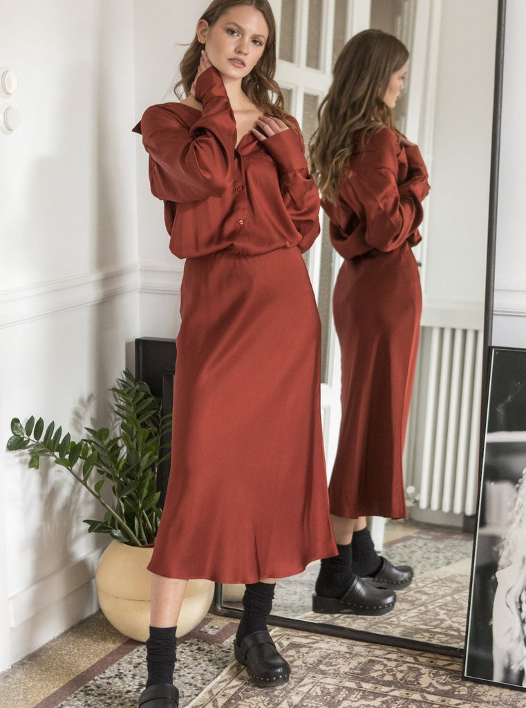 GEMMA SKIRT - WINE RED